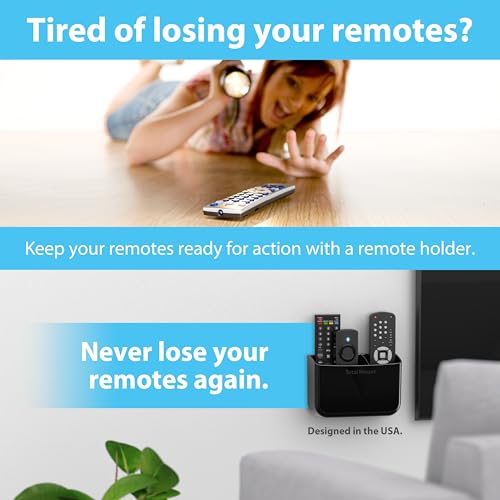 TotalMount Drop-Free Remote Holder – Removable Adhesive Strips – L Black | Designed in the USA – Simply Put the Remotes In – No Tricky Magnet Alignment Needed (Holds 2 or 3 Remote Controls) - color: Standard Black