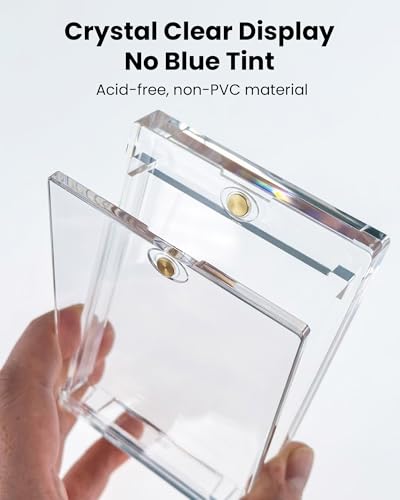 100PT Magnetic Card Holders for Trading Cards, 5 Pack Clear White | UV Protection Magnetic Card Cases for Thick Sports Cards, TCG Cards, Patch, Jersey, Relic, Memorabilia and Autograph Cards - size: 2.52 x 3.54 in 100PT Magnetic Card Holders