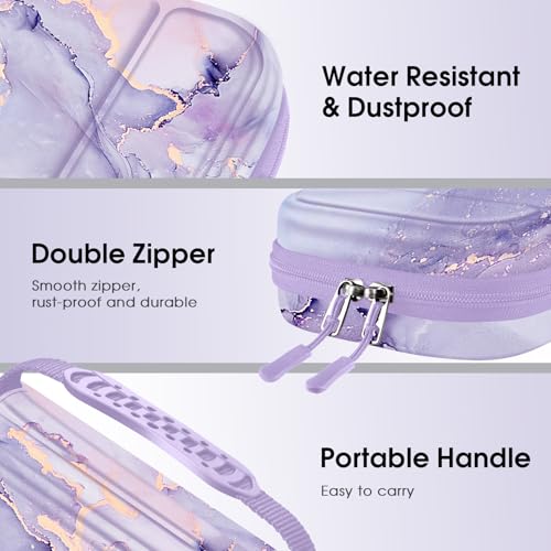 FINTIE Carrying Case for Nintendo Switch 2 (2025), Shockproof Hard Shell Switch 2 Case, Protective Cover Travel Bag with 19 Game Card & 2 Micro SD Card Slots & Inner Pocket, Lilac Marble - color: lilac marble