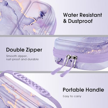 FINTIE Carrying Case for Nintendo Switch 2 (2025), Shockproof Hard Shell Switch 2 Case, Protective Cover Travel Bag with 19 Game Card & 2 Micro SD Card Slots & Inner Pocket, Lilac Marble - color: lilac marble
