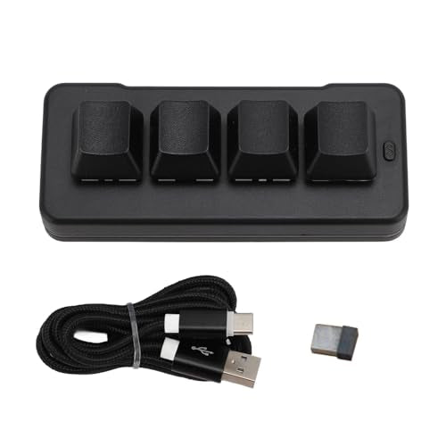 Mini 4 Key Keypad Mechanical Gaming Keyboard, RGB Blue Switch 4 Key Macro USB Keypad, 2.4G One Handed Mini Programmable Keyboard