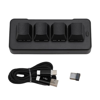 Mini 4 Key Keypad Mechanical Gaming Keyboard, RGB Blue Switch 4 Key Macro USB Keypad, 2.4G One Handed Mini Programmable Keyboard