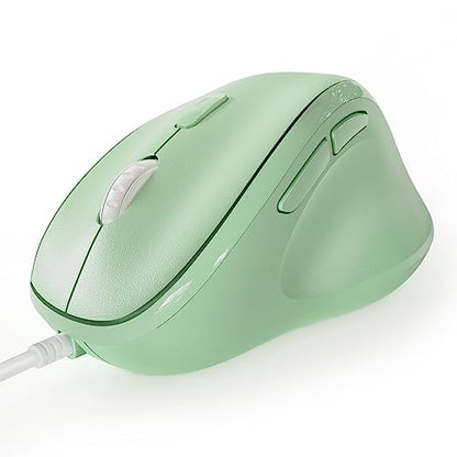 Micropack Ergonomic Mouse Wired for Laptop, PC Computer and Desktop, Ergo Mouse Vertical with Silent Clicks, Up to 3200 DPI Adjustable Mouse Sensitivity, Green - color: Green, size: Wired