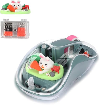 elec Space Cute Wireless USB C Mouse - Bluetooth Triple Mode Rechargeable Cartoon Mouse for Laptops, iPads & MacBook Air/Pro - Silent Operation, Portable Design, Unique Magnetic Character (Green) - color: green