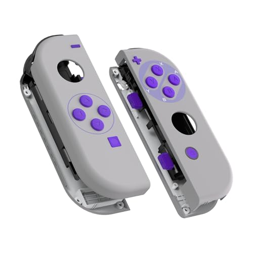 eXtremeRate DIY Replacement Shell Buttons for Nintendo Switch & Switch OLED, Classics SNES Style Housing with Full Set Button for Joycon Handheld Controller - Console Shell NOT Included - color: Classic SNES Style