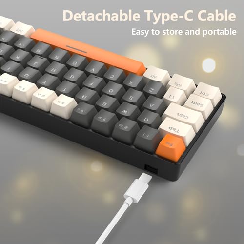 RK-T60 Wired 60% TKL Mechanical Gaming Keyboard Led Rainbow Backlight Ultra-Compact NKRO Linear Red Switch ABS Keycap RGB Honeycomb Mice Coiled Aviator Cable for Windows Laptop PS4/PC/WIN Gamer - color: Dark Gray/Blue Switch