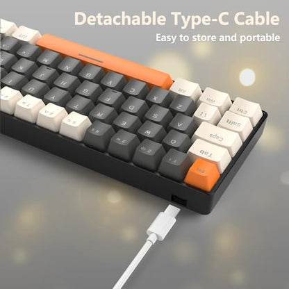 RK-T60 Wired 60% TKL Mechanical Gaming Keyboard Led Rainbow Backlight Ultra-Compact NKRO Linear Red Switch ABS Keycap RGB Honeycomb Mice Coiled Aviator Cable for Windows Laptop PS4/PC/WIN Gamer - color: Dark Gray/Blue Switch