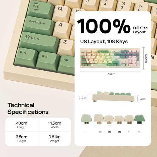 MechLands Aula S102 Membrane Gaming Keyboard with Number Pad, 100% Full Size Layout, USB-C Wired, RGB Backlit, Creamy Silicone Structure, Silent Keyboard for PC Game/Office (Yellow) - color: Yellow