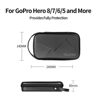 TELESIN Hard Carry Case Waterproof Carrying Bag for Go Pro Mission 1 PRO Hero 13 12 11 10 9 DJI Osmo Action 6/5 Pro/4/Pocket 4 3/Nano Insta360 X5/X4/X3 Ace Pro 2 EDC Tech Pouch Camera Accessories - size: Standard