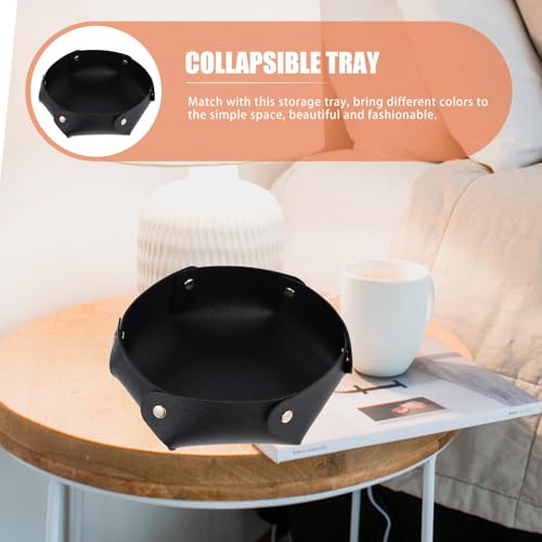 PU Foldable Dice Tray Desktop Storage Tray Large Black Dice Holder Portable Tabletop Sundries Organizer for Board Game Accessories