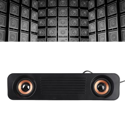 ASHATA Wired Soundbar, 3W USB HiFi 360 Degree Stereo Desktop Speaker with Subwoofer, Home Theater Surround Sound System for TV, Gaming, Projector