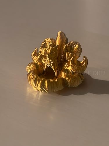 Kitsune Fox Dice Tower for RPG Enthusiasts, Perfect Dungeons and Dragons Accessory, Ideal DND, Wolf, Dog, D&D Dice Rolls & Gifts, War, Fantasy Gaming, Custom Tabletop Cyberpunk (Gold) - color: Gold