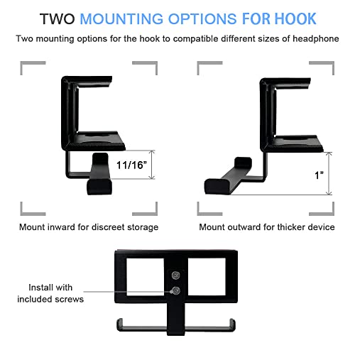 IFCASE Under Desk Laptop Mount & Headphone Holder with Adhesive & Screw, Hard Aluminum Under Table Desk Holder for Laptop, Mac mini, MacBook Pro (Black) - color: Black