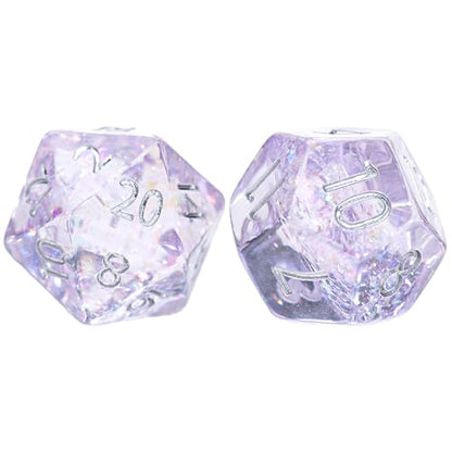 and Dice: Holographic Dice: Pegasus Wings - 7pc RPG Set, Iridescent Purple & Pink Glitter in Clear Resin, Role Playing Games Dice - style: Pegasus Wings