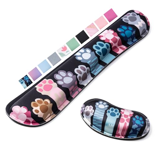 Hoewina Keyboard Wrist Rest,Ergonomic Wrist Rest,Superfine Fabric and Gel Memory Foam Wrist Pad for Computer Keyboard for Easy Typing & Pain Relief, Suitable for Office, Family, Outdoor, Cat Paw Style - color: Cat Paw Style