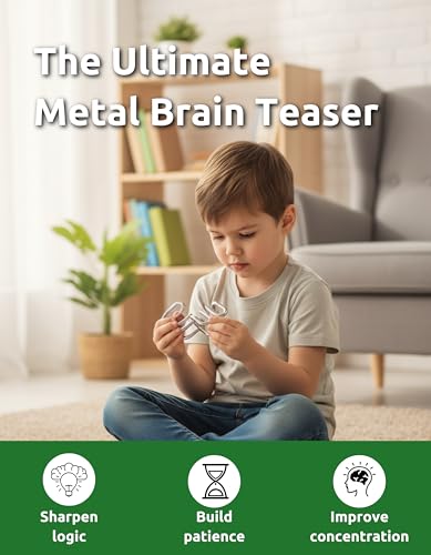 4-in-1 Classic Metal Puzzle Set by Sharp Brain Zone – Durable Brainteasers, Mechanical Logic Games, Brain Training Challenges, Travel Puzzles & Smart Gift - style: Classic