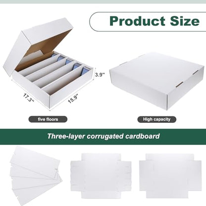 Yexiya 6 Pcs 5000 Count Card Storage Boxes for Trading and Gaming Cards White Cardboard Organizer with Divider Collector Holders Collectibles Box for Sports Basketball Collecting