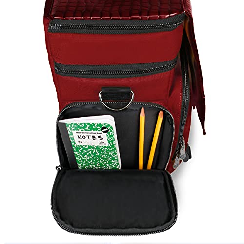 ENHANCE Collector's Edition RPG Adventurer's DnD Bag - Dragon Hide Exterior Travel RPG Bag with Tabletop Miniatures Storage Vault, Mat Holder, DnD Dice & Token Pockets, Fits 4-8 Books (Dragon Red) - color: Dragon Red