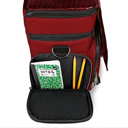 ENHANCE Collector's Edition RPG Adventurer's DnD Bag - Dragon Hide Exterior Travel RPG Bag with Tabletop Miniatures Storage Vault, Mat Holder, DnD Dice & Token Pockets, Fits 4-8 Books (Dragon Red) - color: Dragon Red