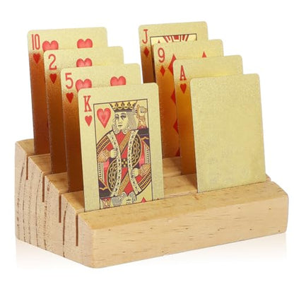 Toddmomy Wooden Playing Card Holder Stand Slotted Design with Non Slip Base Accommodates Multiple Card Games for Tabletop Gaming and Strategy Play