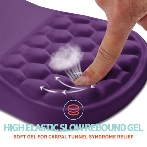 Ergonomic Mouse Pad Wrist Support with Memory Foam Massage Bulge, Carpal Tunnel Pain Relief Mousepad Wrist Rest for Mouse(12x8 inch, Deep Purple) - color: Kg031-deep Purple