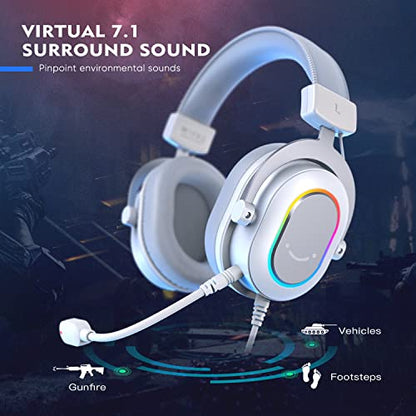 FIFINE Streaming RGB USB Microphone Gaming Headset Bundle, PC Condenser Mic Wired Headset on PS4/PS5, Gamer Kit Plug and Play for Recording, Online Game, Discord, Twitch (A6TW+H6W)