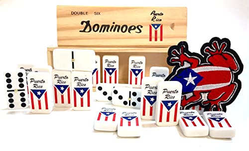 Puerto Rico Dominoes Premium Puerto Rican Flag Domino Double Six for Adults Size