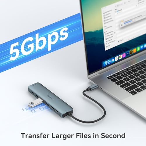 USB C Hub HDMI Adapter for MacBook Pro/Air, MOKiN 7 in 1 USB C Dongle with HDMI, SD/TF Card Reader, USB C Data Port,100W PD, and 2 USB 3.0 Compatible for MacBook Pro/Air, Dell XPS, Lenovo Thinkpad. - color: blackish green