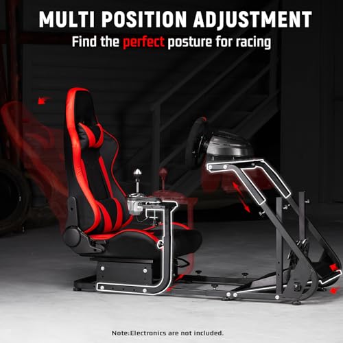 Dardoo G920 Racing Simulator Cockpit with Red Seat for Direct Drive steels | Fit for Logitech G923 G29, for Thrustmaster T150 T300 T248,Sim Racing Cockpit Not Included Wheel Pedals