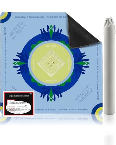 Mahjong Mat for Table, 32.2 Inch Square Mahjong Mats with 2026 Mahjong Card, Quiet Neoprene Noise Reduction Game Mat, Rubber Anti-Slip Base for Board Games, Tile Games & Dominoes Sage Blue - color: Sage Blue