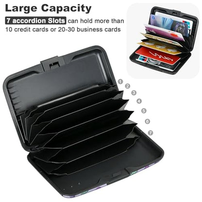 ELFISH Mini RFID Aluminum Wallet Credit Cards Holder Business Card Case Metal ID Case for Men Women(Colorful Butterflies) - color: Colorful Butterflies