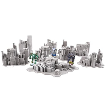 Tabletop Terrain 6mm Sci-Fi Cityscape Bundle 2 with Hexes for Miniatures Games Such as Epic Battletech Adeptus Titanicus (Bundle 2 with Hexes) - size: Bundle 2 with Hexes
