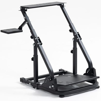 Hottoby Racing Steering Wheel Stand Foldable & Reinforcement Bar Fit for Logitech G25 G29 G923,for Thrustmaster T300RS T80 T150,Driving Simulator Frame Adjustable,No Steering Wheel,Pedals & Handbrake