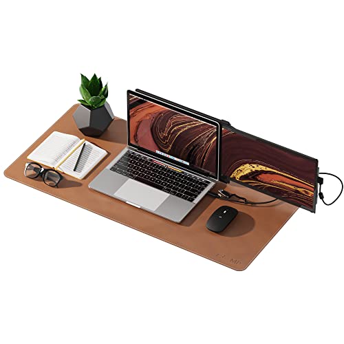 Mobile Pixels Desk Mat, Multifunctional Waterproof (Oak Brown) | Spill-resistant, Non-slip base, Upscaled Stitched Large Extended PU Leather Protective Pad for Desk and Monitor 31.5"x15.75" - color: Oak Brown