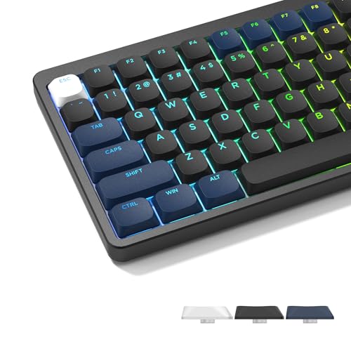 Womier Low Profile Keycaps - PBT Shine Through Keycaps | Keycaps for Mechanical Keyboard 60 65 75 100 Percent,Custom Keycap Full Size for Cherry MX Mechanical Keyboard,Dark Blue - color: Black/Blue