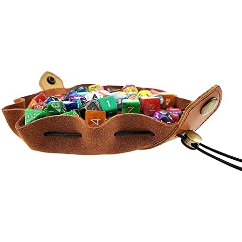 gofidin Dice Bag Tray Gift Coin Purse Gambling Tool Role Playing Storage Pouch Board Game(Dark Brown)