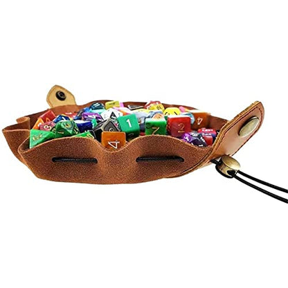 gofidin Dice Bag Tray Gift Coin Purse Gambling Tool Role Playing Storage Pouch Board Game(Dark Brown)
