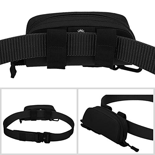 HUNTVP Tactical Eyeglasses Hard Case Molle Zipper Sunglasses Carrying Case Nylon with Clip - color: Black