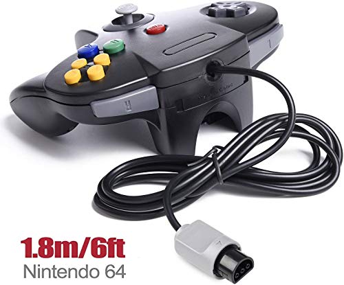 miadore N64 Classic Controller, Retro N64 64-bit Remote Gamepad Joystick for N64 Console Video Game System (Black) - color: Black