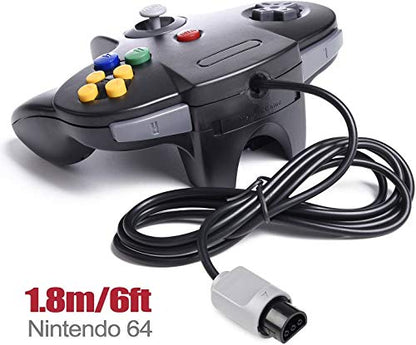 miadore N64 Classic Controller, Retro N64 64-bit Remote Gamepad Joystick for N64 Console Video Game System (Black) - color: Black