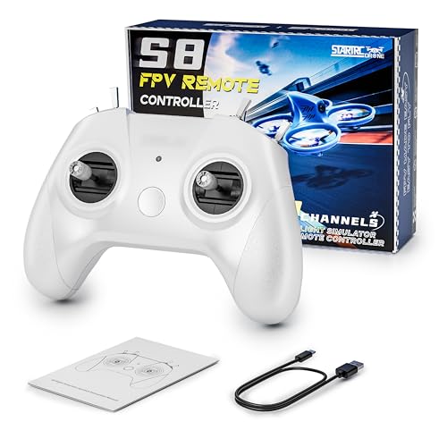 STARDRONE S8 FPV Flight Simulator Controller -Anti-Slip PU Handle, 8 Channel Metal Joystick, Ergonomic Design for DRL/Uncrashed/Liftoff/DCL Beginner Pilots (Mode 2, White) - color: White