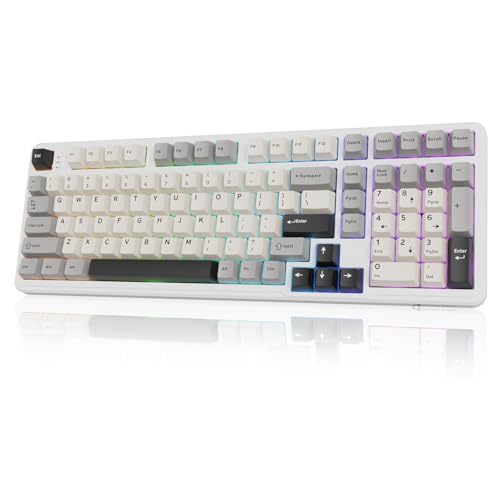 ATTACK SHARK X98 Wireless Mechanical Keyboard,Tri-Mode BT5.0/2.4GHz/USB-C Hot-Swappable,Gasket Mount with Pre-lubed Linear Switches,PBT Keycaps,RGB Backlit Gaming Keyboard for PC/Tablet/PS5/Xbox - color: Starlight White