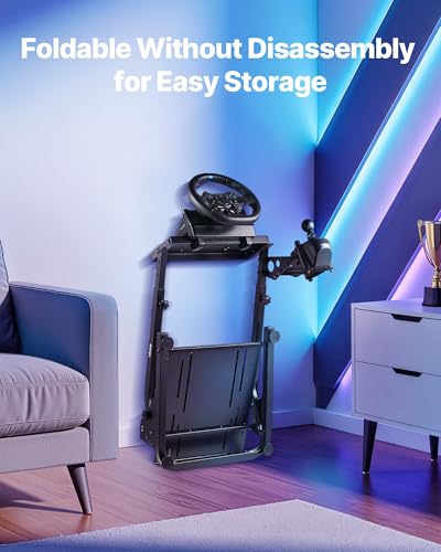 VEVOR Racing Wheel Stand, Adjustable & Foldable Simulator Stand for Logitech G29 G27 G920 G923, Thrustmaster T300RS T300GT T248 TS-PC TSXW Gaming Cockpit,Pedals Simulator NOT Included | Fit for Logitech G29 G27 G920 G923, Thrustmaster T300RS T300GT T248 T