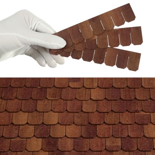 Miniature Roof Shingle Strips for 1:12 Scale Dollhouse Roofing | Set of 25 Strips, REDUCIO! - color: Copper Brown