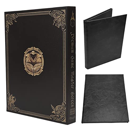 Game Master Screen - 30in Portrait DM Screen Compatible with Dungeons and Dragons and Other TTRPG - Faux Dragon Skin with Clear Dry Erase 8.5 x 11 Pockets - Slipcase Stores with DND Books - Black - color: Portrait Black