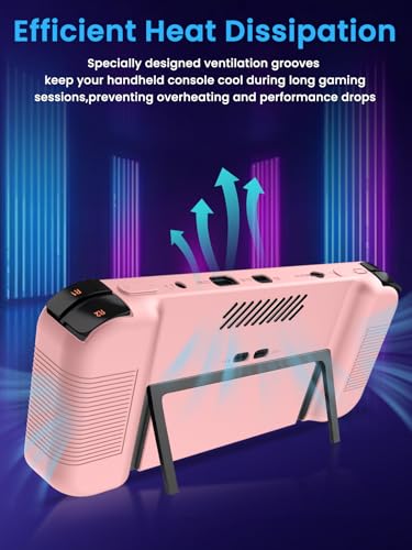 for My Arcade Atari Gamestation Go Silicone Grip Case With 2Pcs 6H PET Soft Film Screen Protector–Shockproof Non-Slip Full Protective Cover,Anti-Scratch Drop Protection Gaming Console Case,Pink