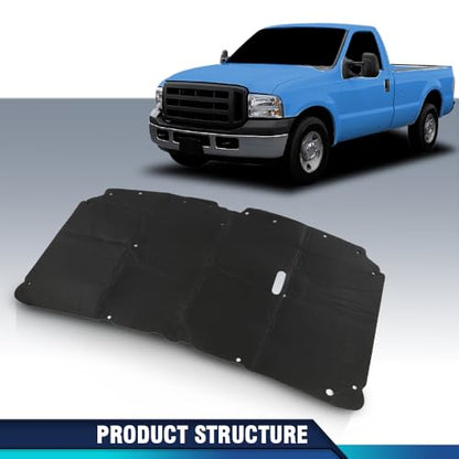PIT66 Hood Insulation Pad Compatible with Ford F250 F350 F450 & Excursion 1999 2000 2001 2002 2003 2004 2005 2006 2007 - style: 1999-2007 Ford F250