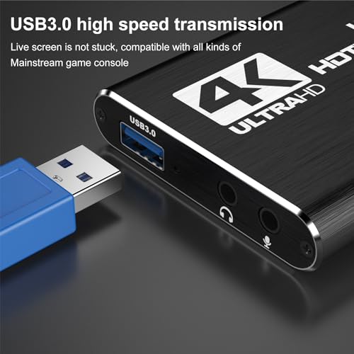 dobestyou 4K Capture Card Black for Streaming, Recording & Gaming – Video Capture Device with USB 3.0, 1080p 60fps, Plug & Play,Zero Latency for PS5, Xbox, Switch, OBS, PC, Mac - size: Capture Card Without Hdmi Cable-Black