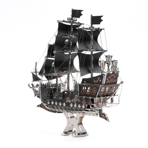 Black Pirate Ship 3D Metal Puzzle for Adults, 300+PCS 3D Metal Ship Model Building Kit, 3D Ship Puzzle Kit Steampunk Ship Jigsaw Assembly Model, DIY Craft Kit Gift
