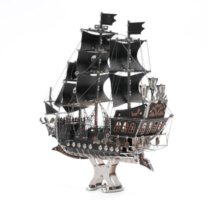 Black Pirate Ship 3D Metal Puzzle for Adults, 300+PCS 3D Metal Ship Model Building Kit, 3D Ship Puzzle Kit Steampunk Ship Jigsaw Assembly Model, DIY Craft Kit Gift